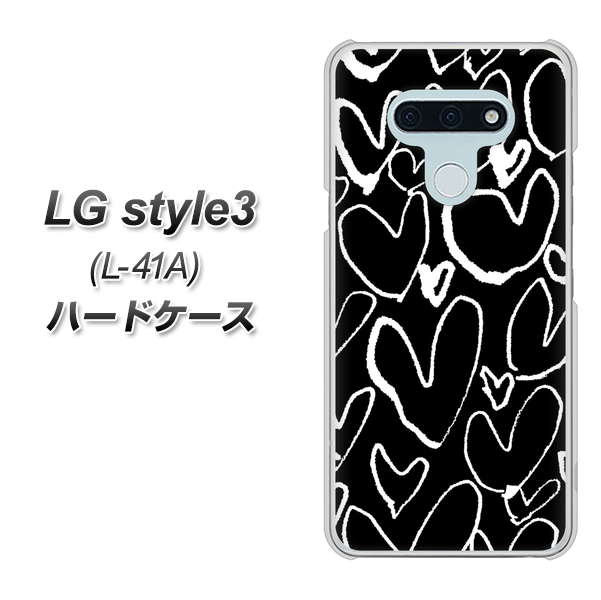 LG style3 L-41A docomo 1124 ハート BK＆WH ハードケース 背面印刷