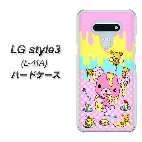 LG style3 L-41A docomo AG822 ハニベア（水玉ピンク） ハードケース 背面印刷