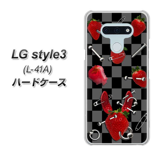 LG style3 L-41A docomo AG833 苺パンク（黒） ハードケース 背面印刷