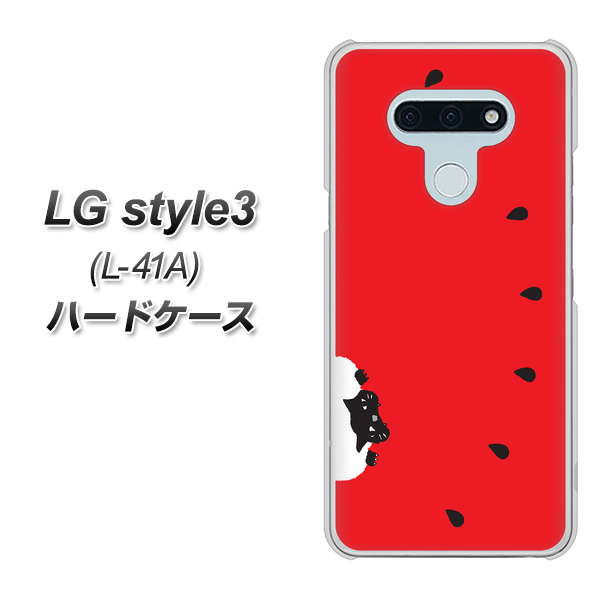 LG style3 L-41A docomo IA812 すいかをかじるネコ ハードケース 背面印刷
