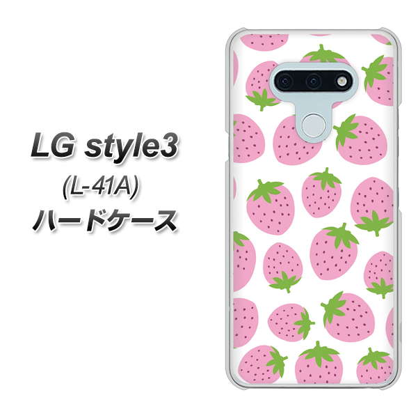 LG style3 L-41A docomo SC809 小さいイチゴ模様 ピンク ハードケース 背面印刷