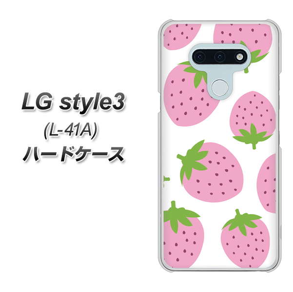 LG style3 L-41A docomo SC816 大きいイチゴ模様 ピンク ハードケース 背面印刷