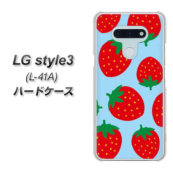 LG style3 L-41A docomo SC821 大きいイチゴ模様レッドとブルー ハードケース 背面印刷