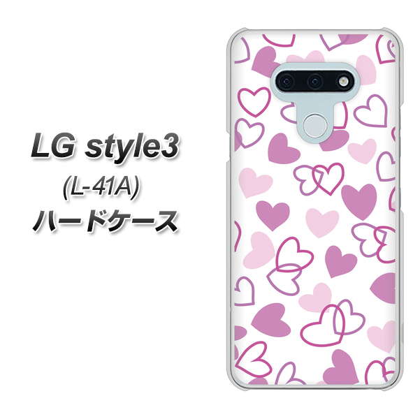 LG style3 L-41A docomo VA928 ハートがいっぱい パープル ハードケース 背面印刷