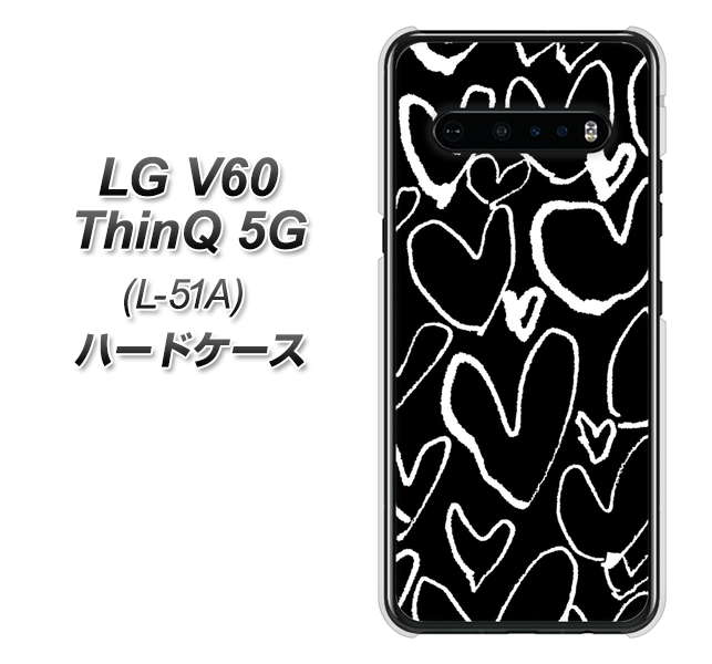 LG V60 ThinQ 5G L-51A docomo 1124 ハート BK＆WH ハードケース 背面印刷