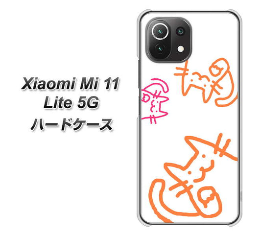 Mi 11 Lite 5G 1098 手まねきする3匹のネコ ハードケース 背面印刷