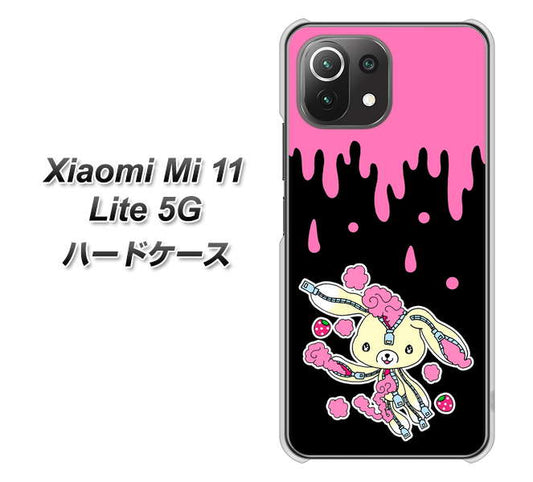 Mi 11 Lite 5G AG814 ジッパーうさぎのジッピョン（黒×ピンク） ハードケース 背面印刷
