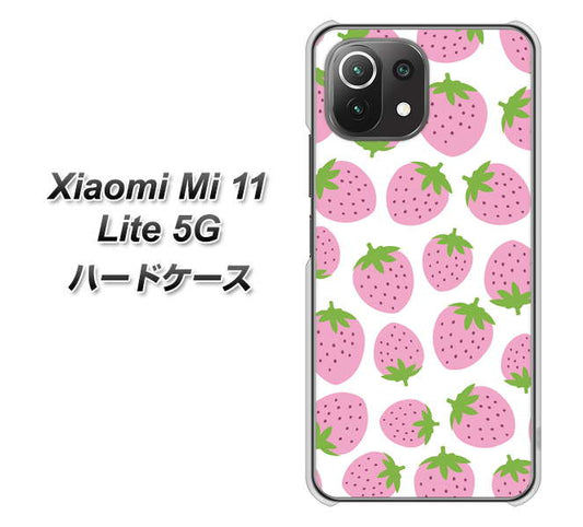Mi 11 Lite 5G SC809 小さいイチゴ模様 ピンク ハードケース 背面印刷
