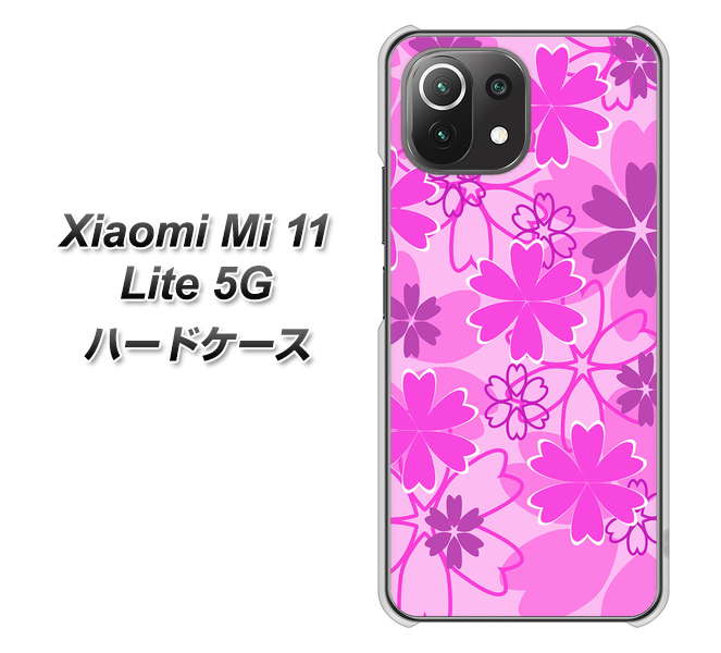 Mi 11 Lite 5G VA961 重なり合う花 ピンク ハードケース 背面印刷