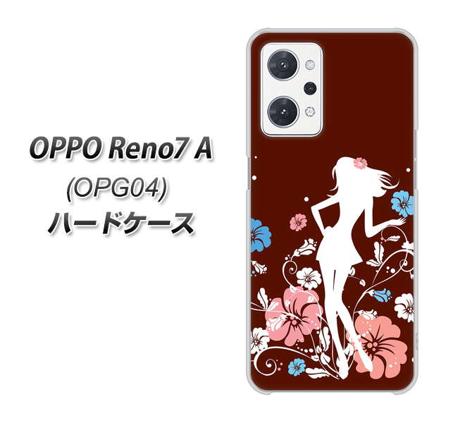 OPPO Reno7 A OPG04 au 110 ハイビスカスと少女 ハードケース 背面印刷