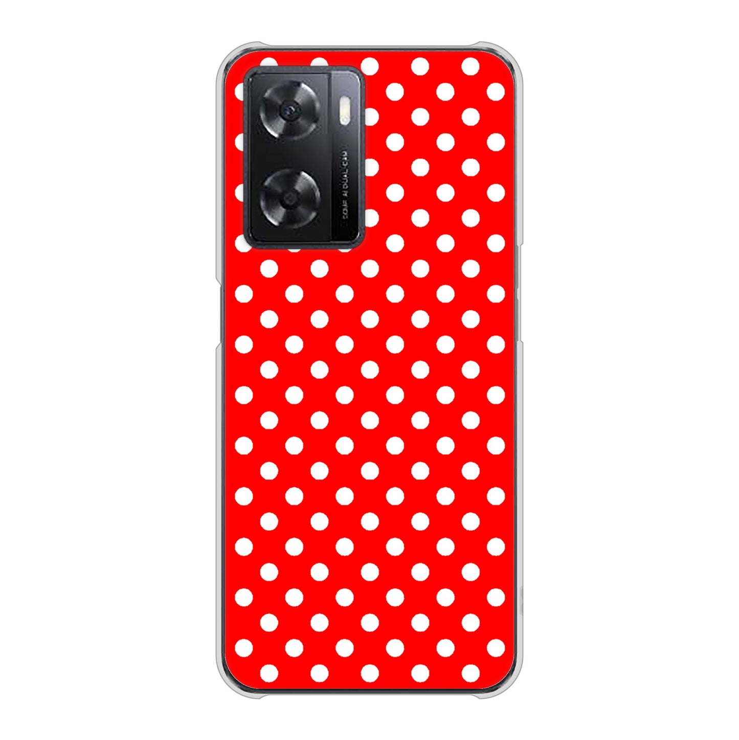 OPPO A77 055 シンプル柄（水玉） レッド ハードケース 背面印刷