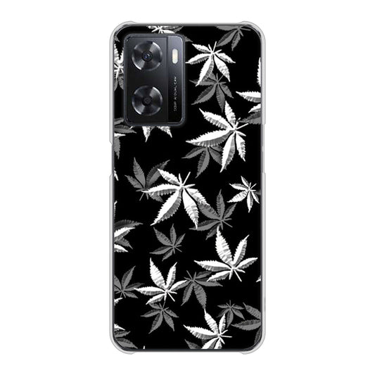 OPPO A77 064 モノトーン大麻ブラック ハードケース 背面印刷