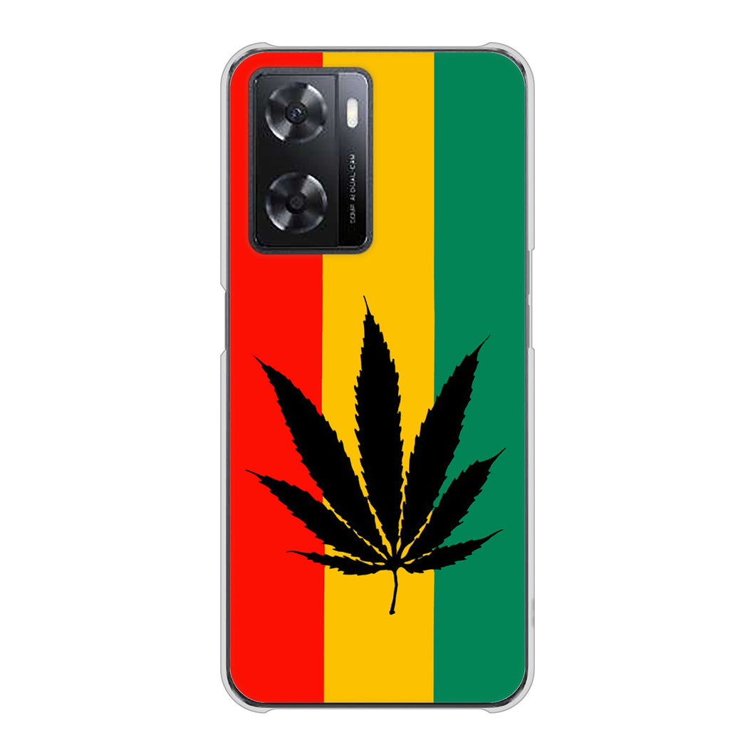 OPPO A77 083 大麻ラスタカラー ハードケース 背面印刷
