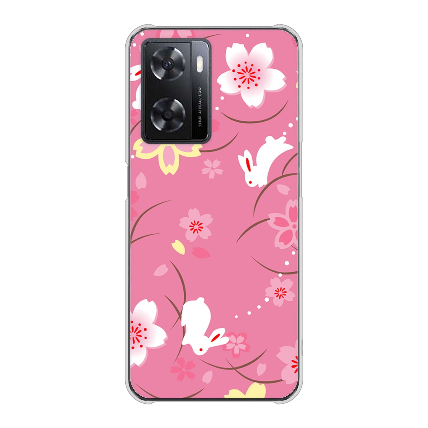 OPPO A77 149 桜と白うさぎ ハードケース 背面印刷