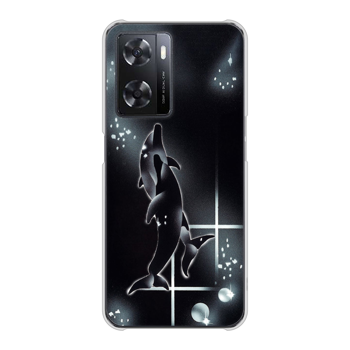 OPPO A77 158 ブラックドルフィン ハードケース 背面印刷