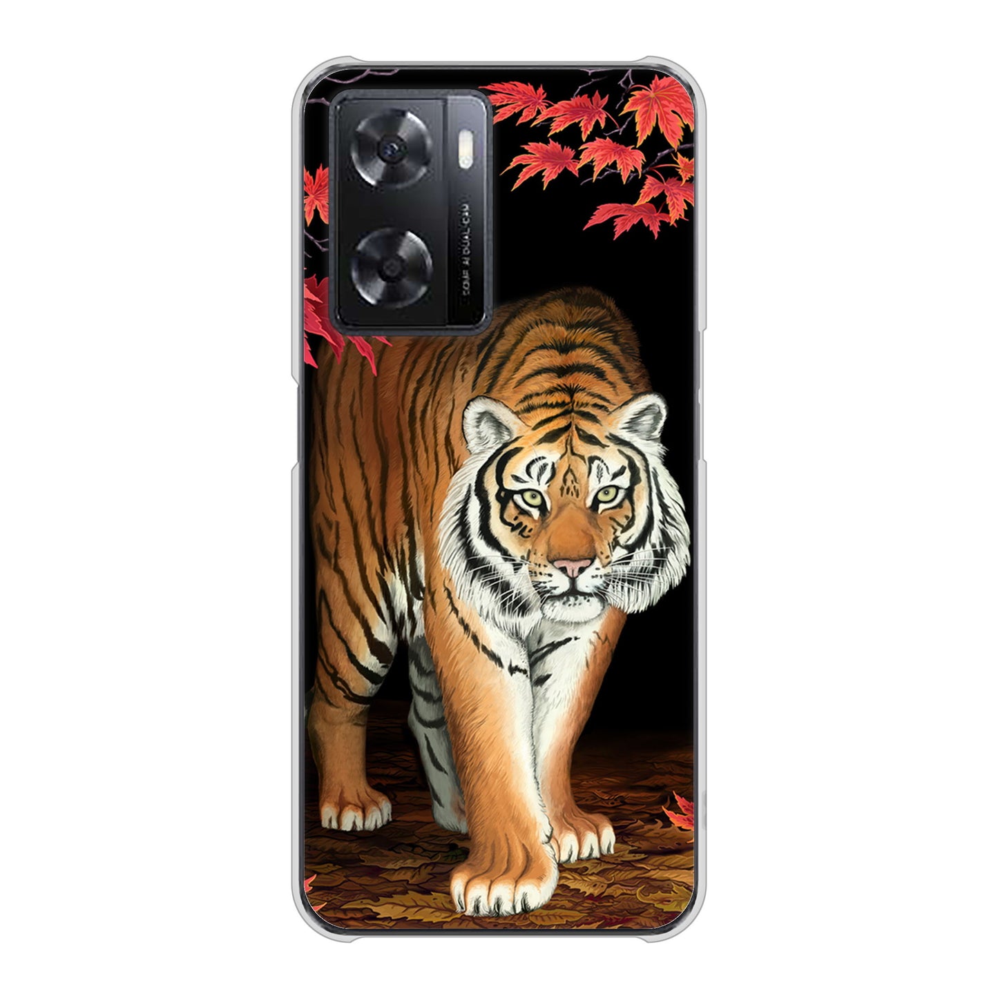 OPPO A77 177 もみじと虎 ハードケース 背面印刷