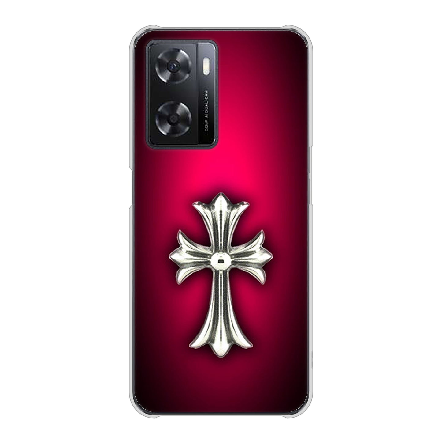 OPPO A77 249 クロスレッド ハードケース 背面印刷