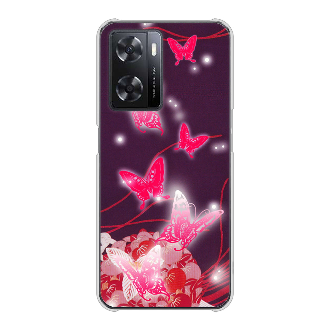 OPPO A77 251 紅の蝶 ハードケース 背面印刷