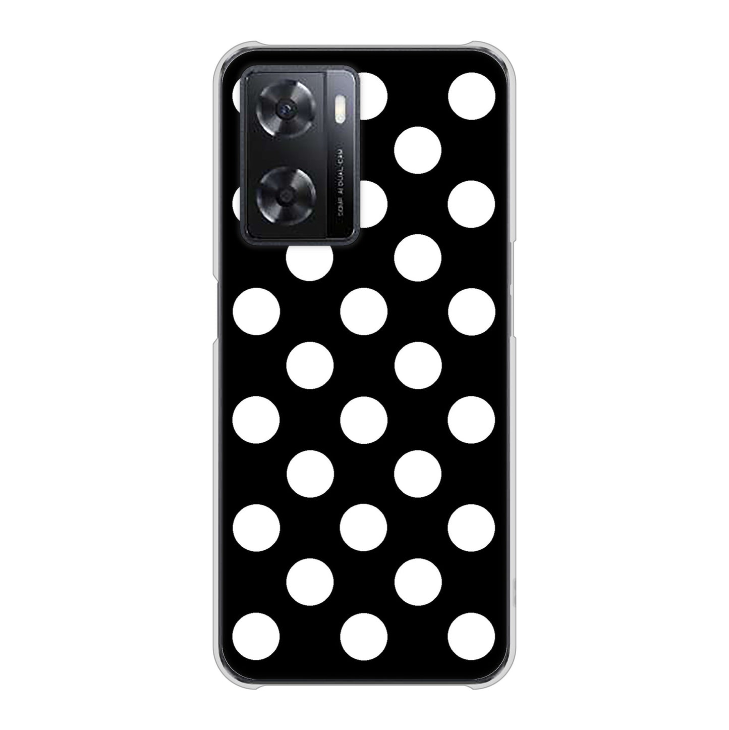OPPO A77 332 シンプル柄（水玉）ブラックBig ハードケース 背面印刷