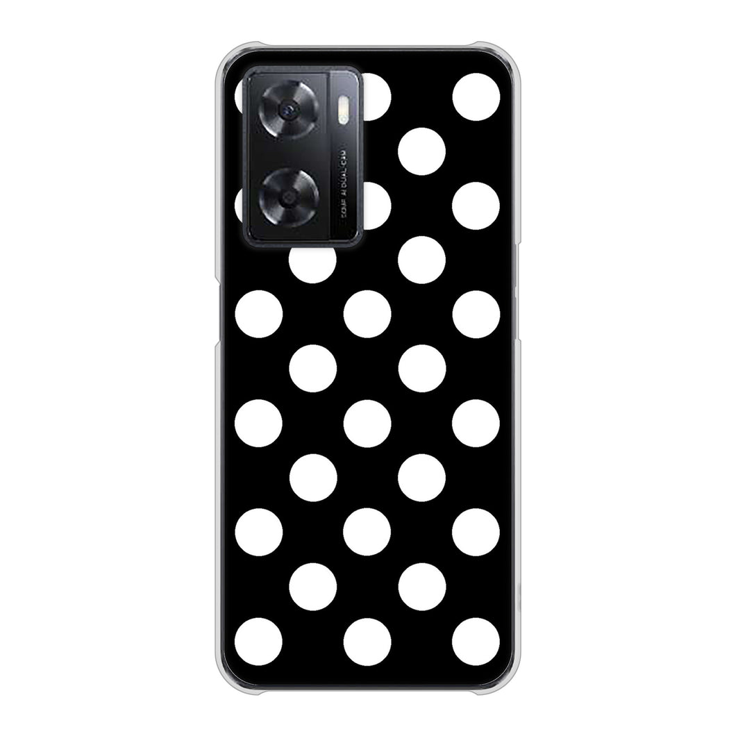 OPPO A77 332 シンプル柄（水玉）ブラックBig ハードケース 背面印刷