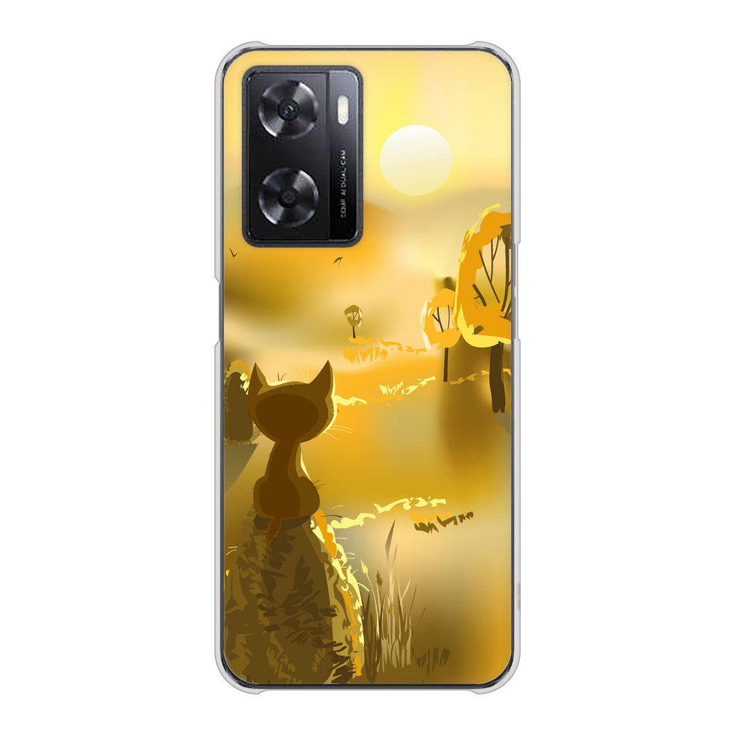 OPPO A77 400 たそがれの猫 ハードケース 背面印刷