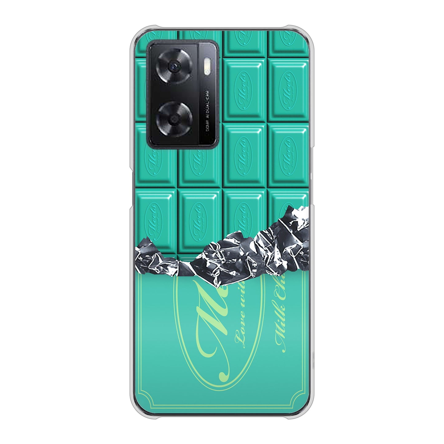 OPPO A77 554 板チョコ?ミント ハードケース 背面印刷