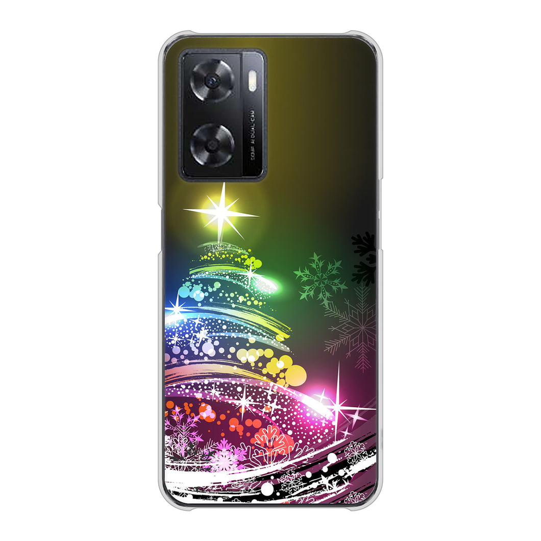 OPPO A77 722 レインボークリスマス ハードケース 背面印刷