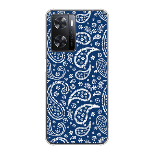 OPPO A77 764 ペイズリーブロンズブルー ハードケース 背面印刷