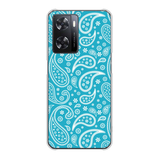 OPPO A77 766 ペイズリーブルー ハードケース 背面印刷