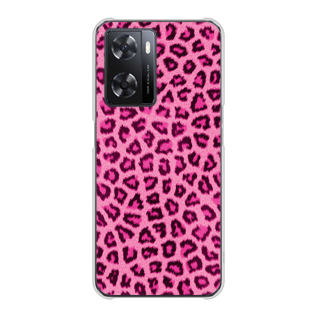 OPPO A77 1066 ヒョウ柄ベーシックSピンク ハードケース 背面印刷