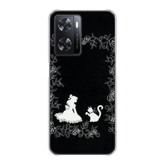 OPPO A77 1097 お姫様とネコ（モノトーン） ハードケース 背面印刷