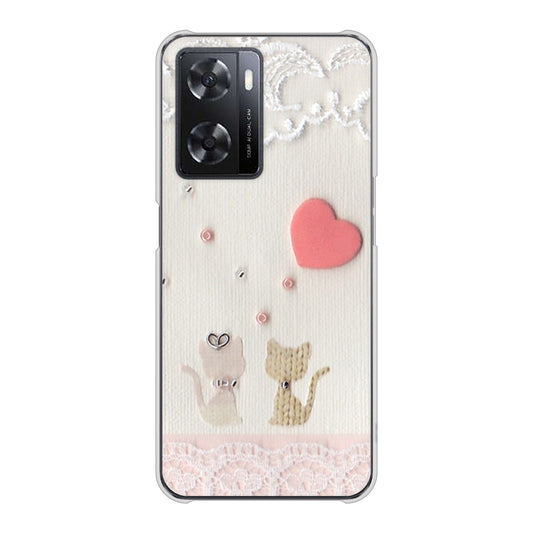 OPPO A77 1104 クラフト写真ネコ（ハートM） ハードケース 背面印刷