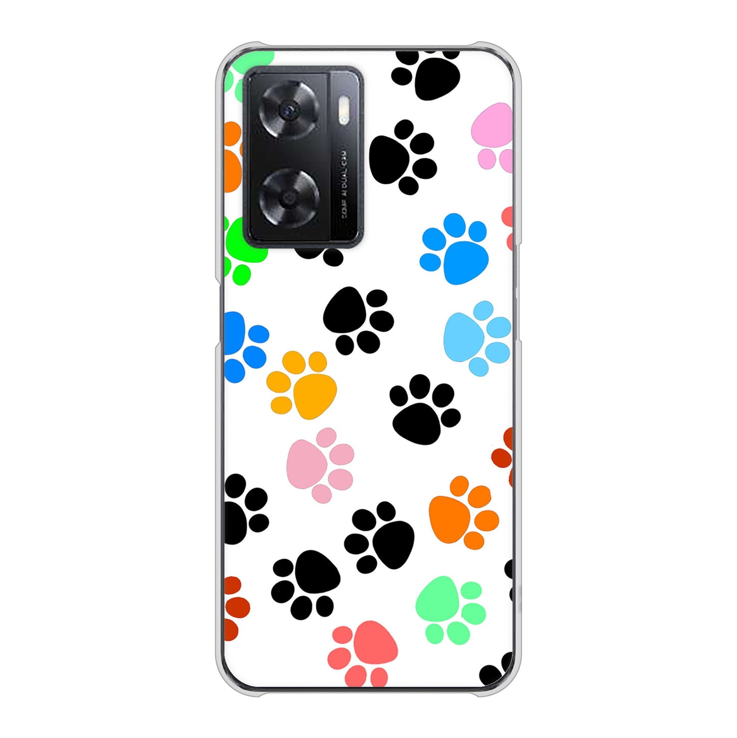 OPPO A77 1108 あしあとカラフル ハードケース 背面印刷