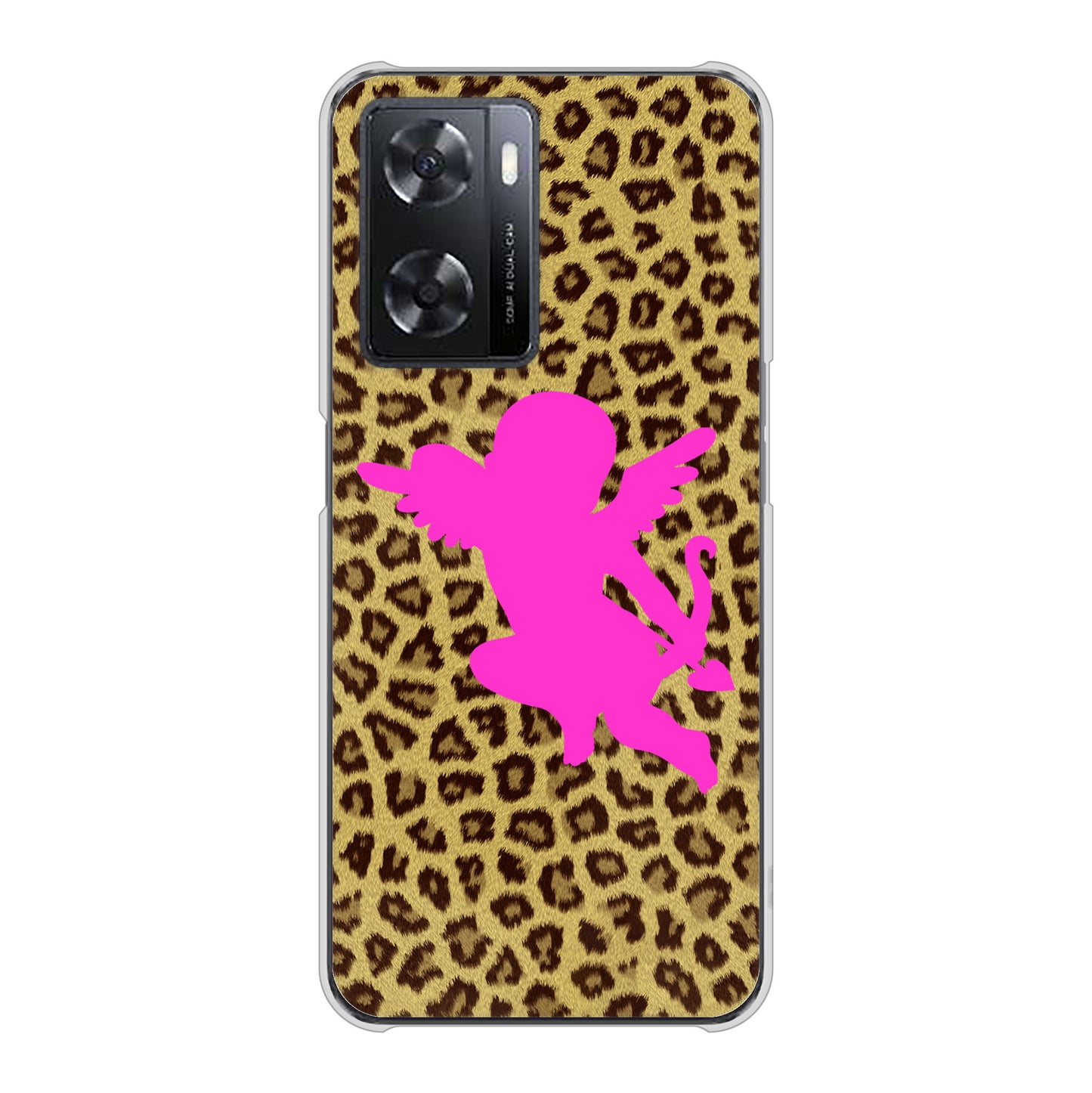 OPPO A77 1245 ヒョウ柄エンジェル ハードケース 背面印刷
