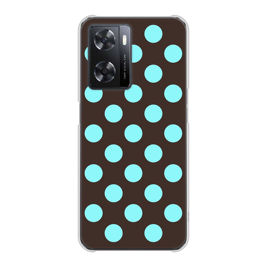 OPPO A77 1352 シンプルビッグ水色茶 ハードケース 背面印刷