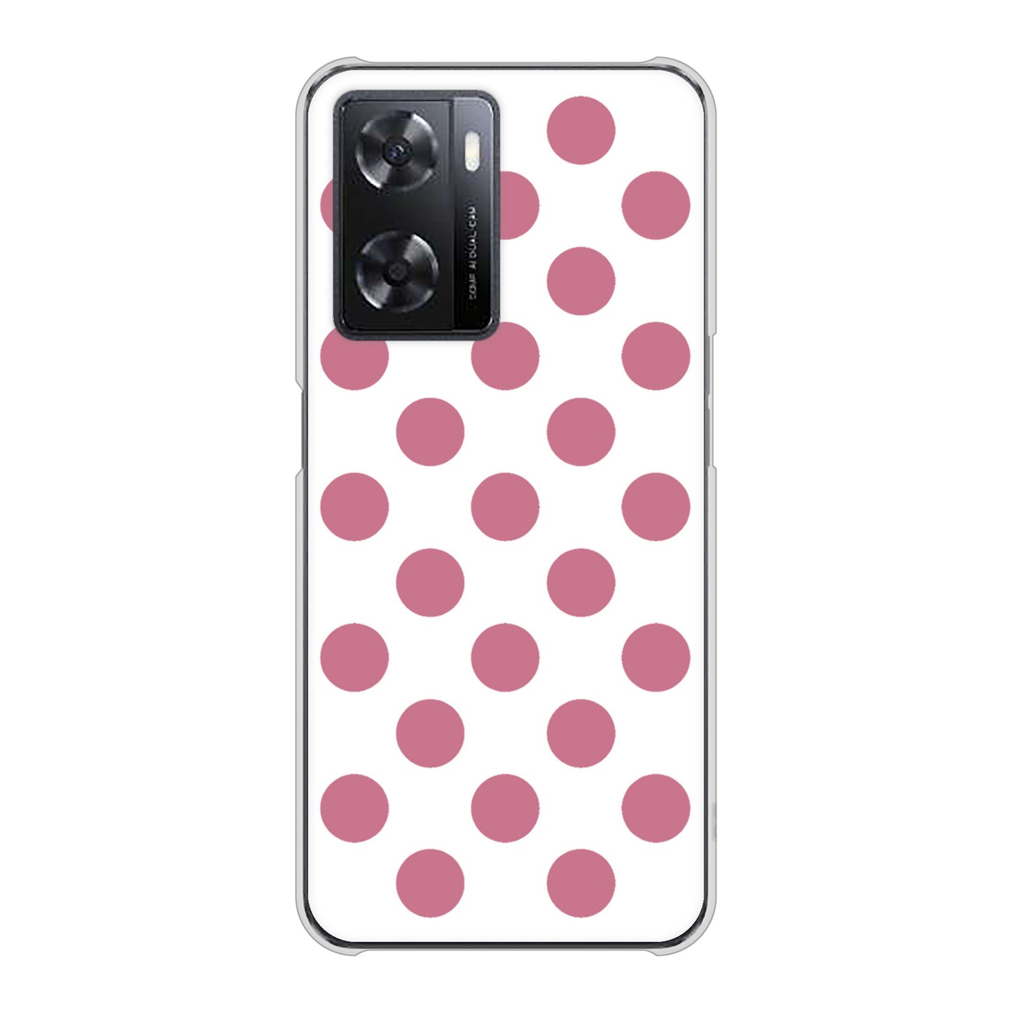 OPPO A77 1357 シンプルビッグ薄ピンク白 ハードケース 背面印刷
