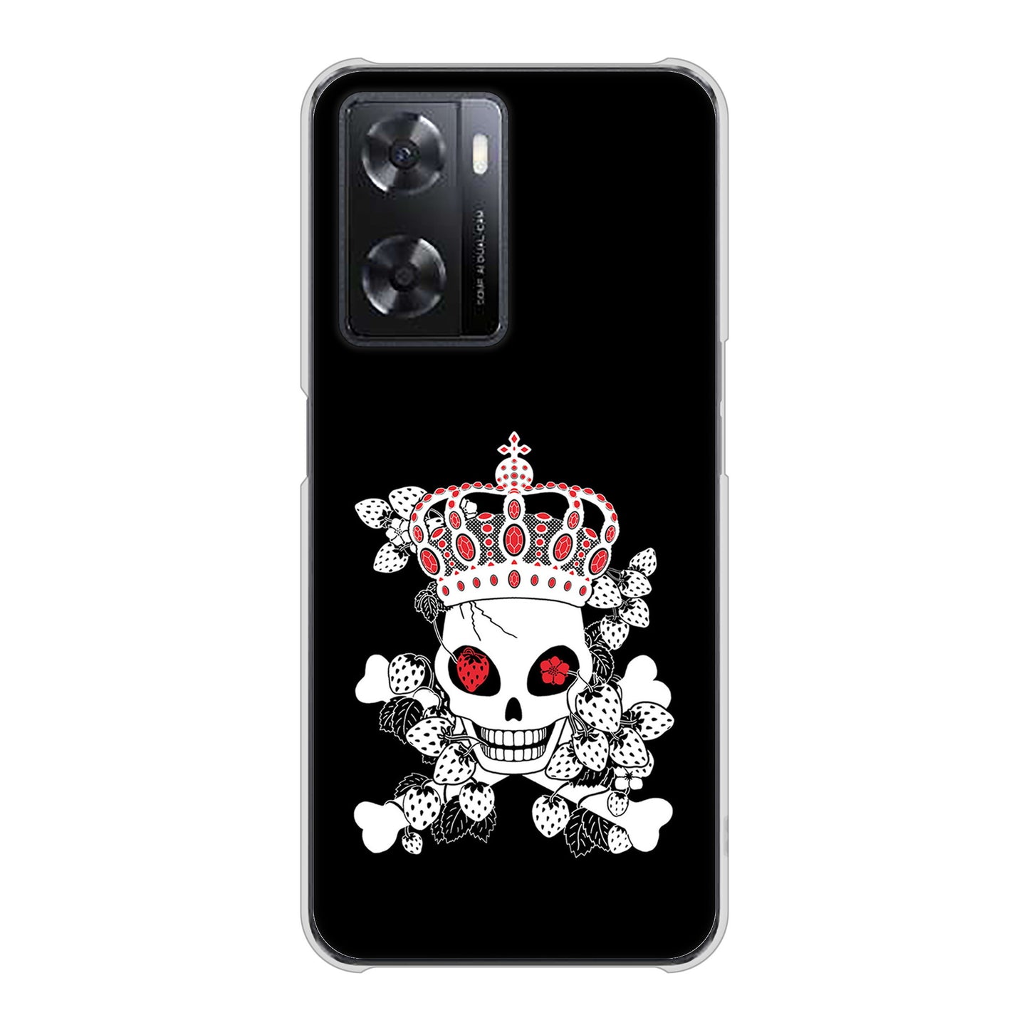 OPPO A77 AG801 苺骸骨王冠（黒） ハードケース 背面印刷