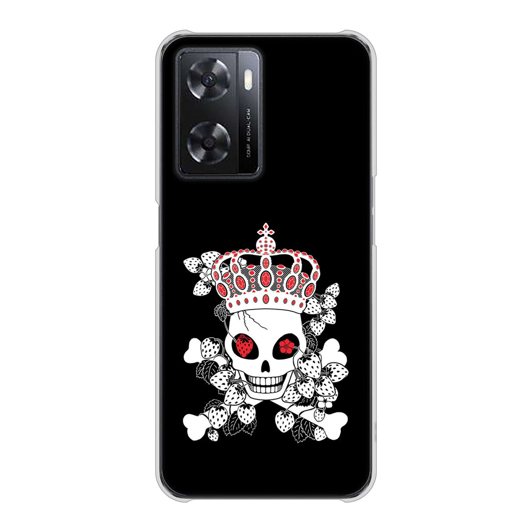 OPPO A77 AG801 苺骸骨王冠（黒） ハードケース 背面印刷