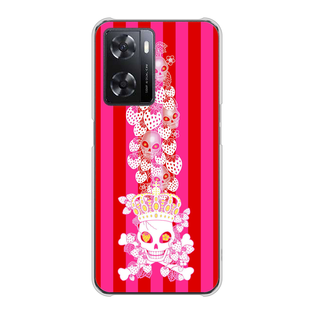 OPPO A77 AG803 苺骸骨王冠蔦（ピンク） ハードケース 背面印刷