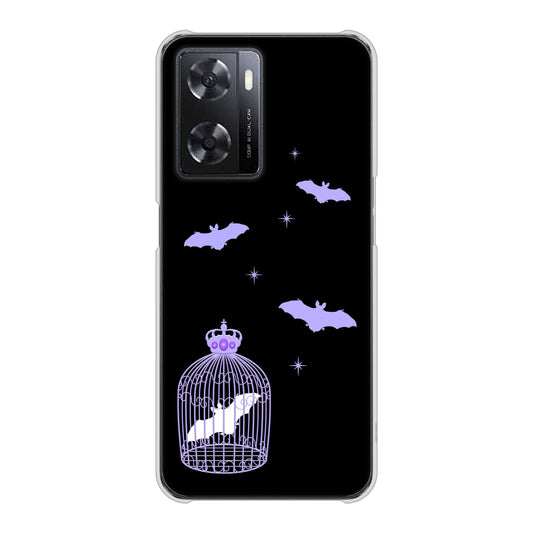 OPPO A77 AG810 こうもりの王冠鳥かご（黒×紫） ハードケース 背面印刷