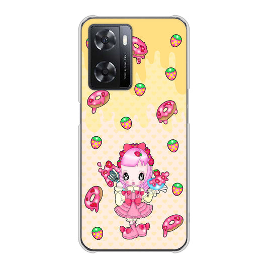 OPPO A77 AG815 ストロベリードーナツ（水玉黄） ハードケース 背面印刷