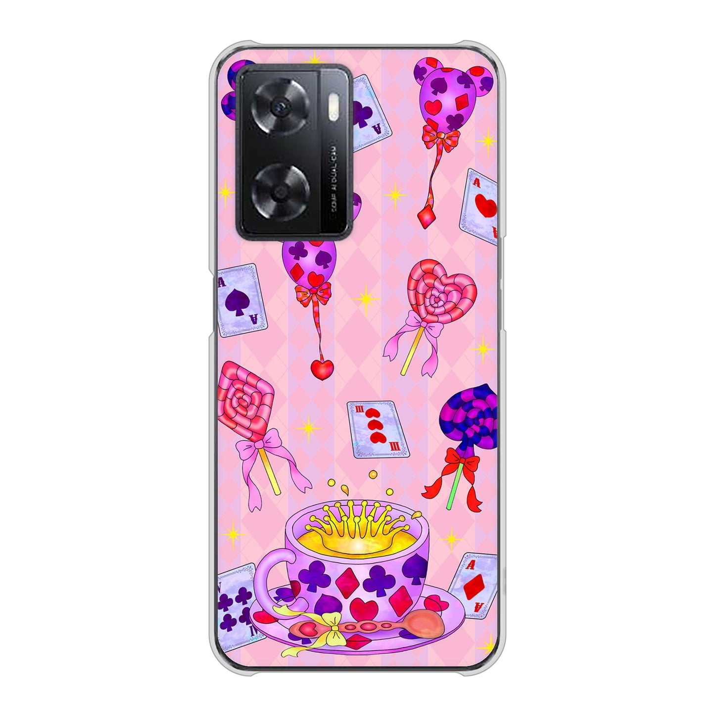 OPPO A77 AG817 トランプティー（ピンク） ハードケース 背面印刷