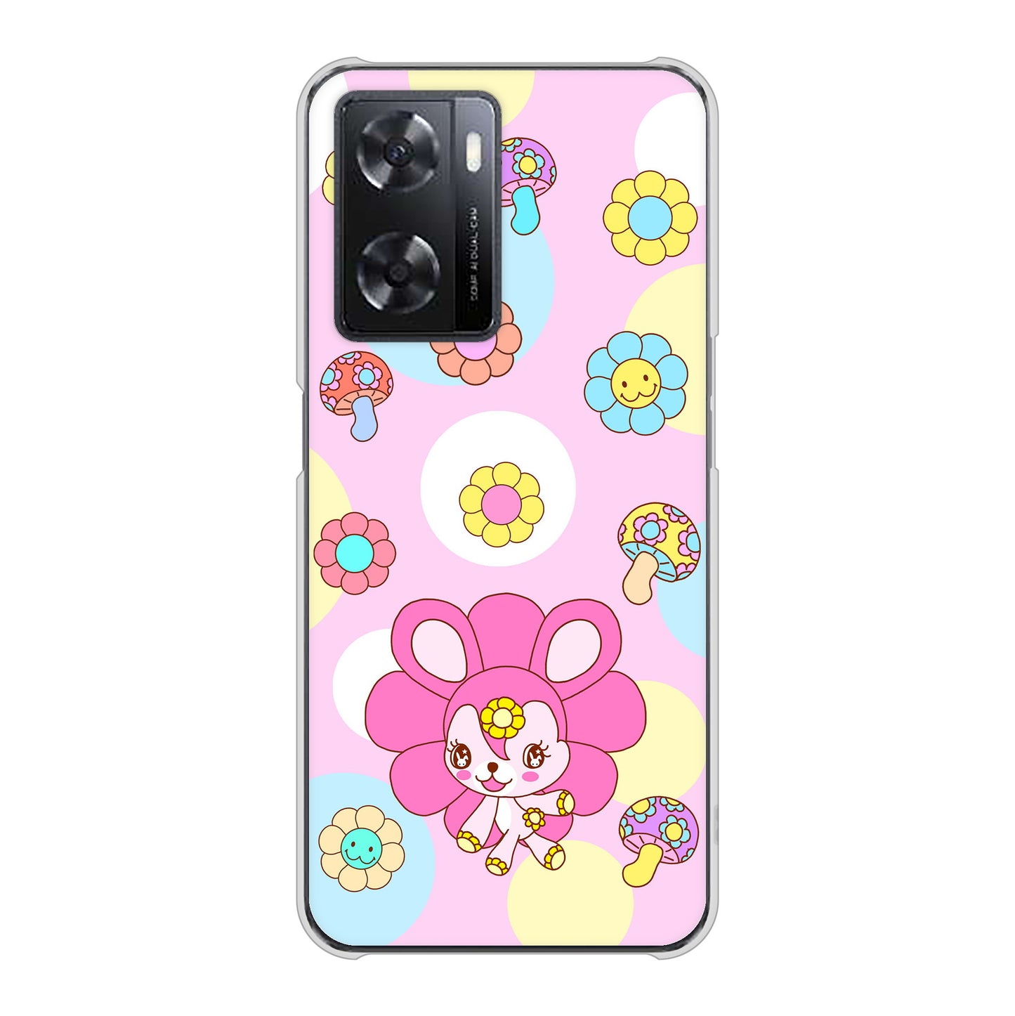 OPPO A77 AG823 フラワーうさぎのフラッピョン（ピンク） ハードケース 背面印刷