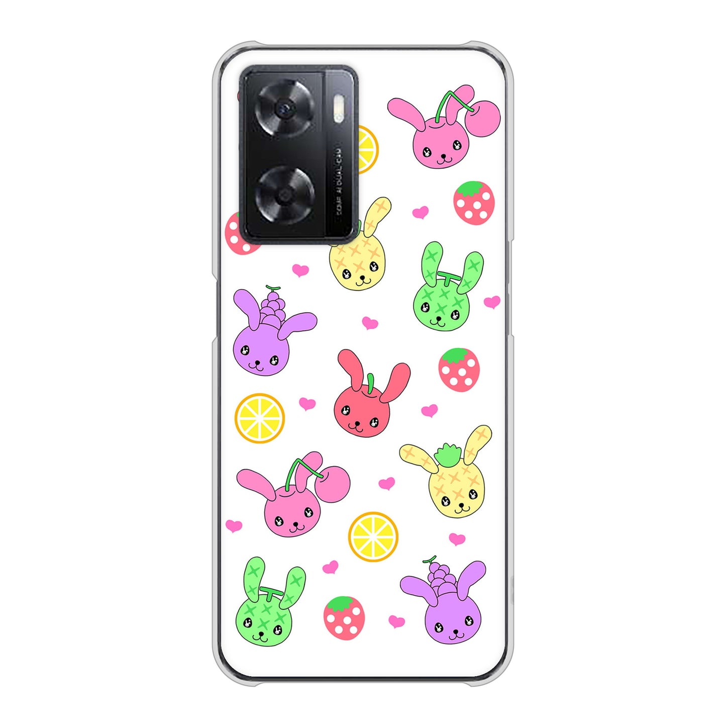 OPPO A77 AG826 フルーツうさぎのブルーラビッツ（白） ハードケース 背面印刷