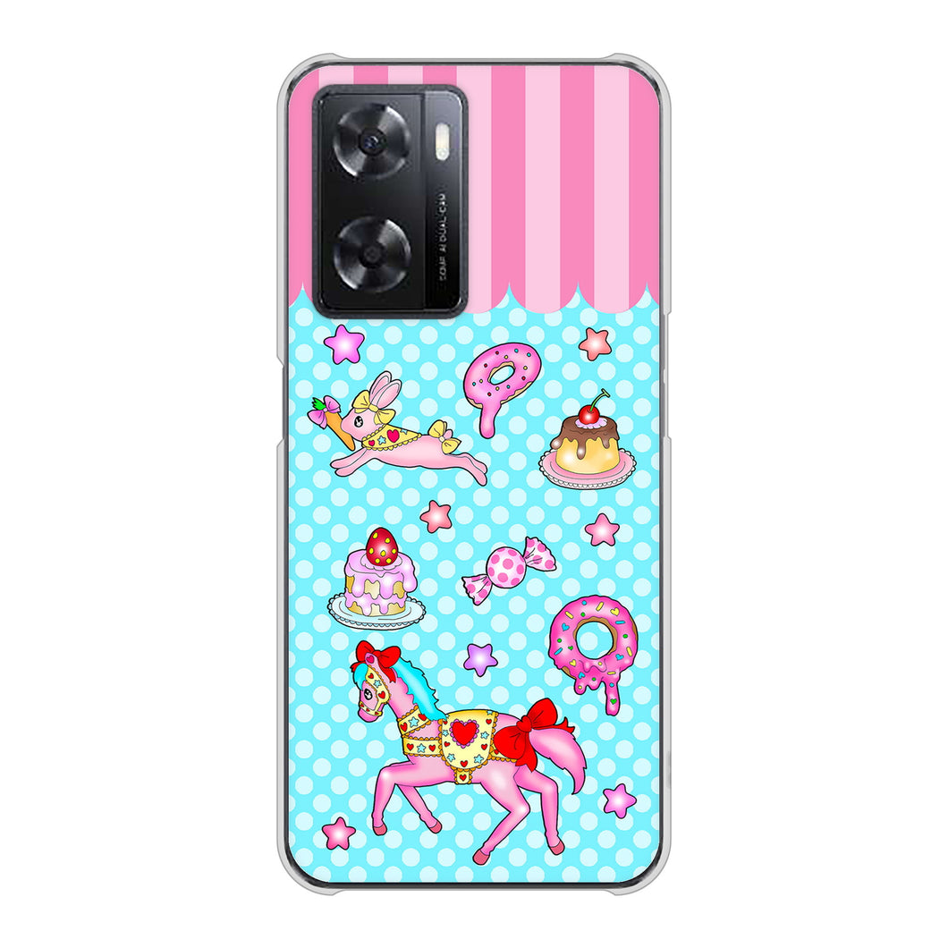 OPPO A77 AG828 メリーゴーランド（水色） ハードケース 背面印刷