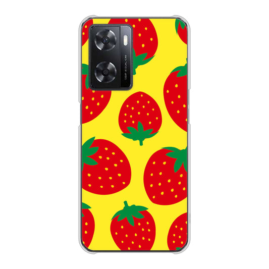 OPPO A77 SC819 大きいイチゴ模様レッドとイエロー ハードケース 背面印刷