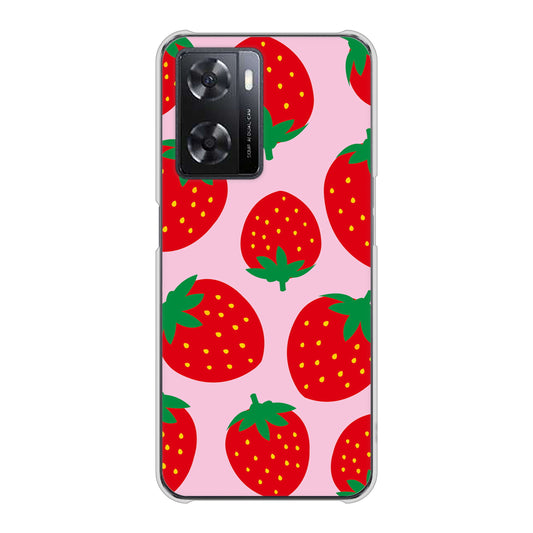 OPPO A77 SC820 大きいイチゴ模様レッドとピンク ハードケース 背面印刷
