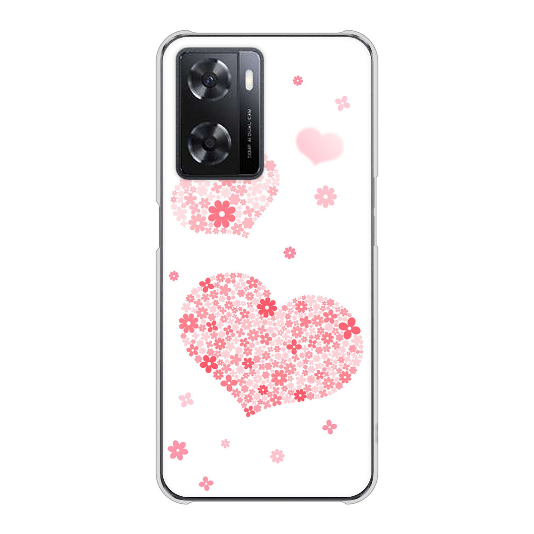 OPPO A77 SC824 ピンクのハート ハードケース 背面印刷
