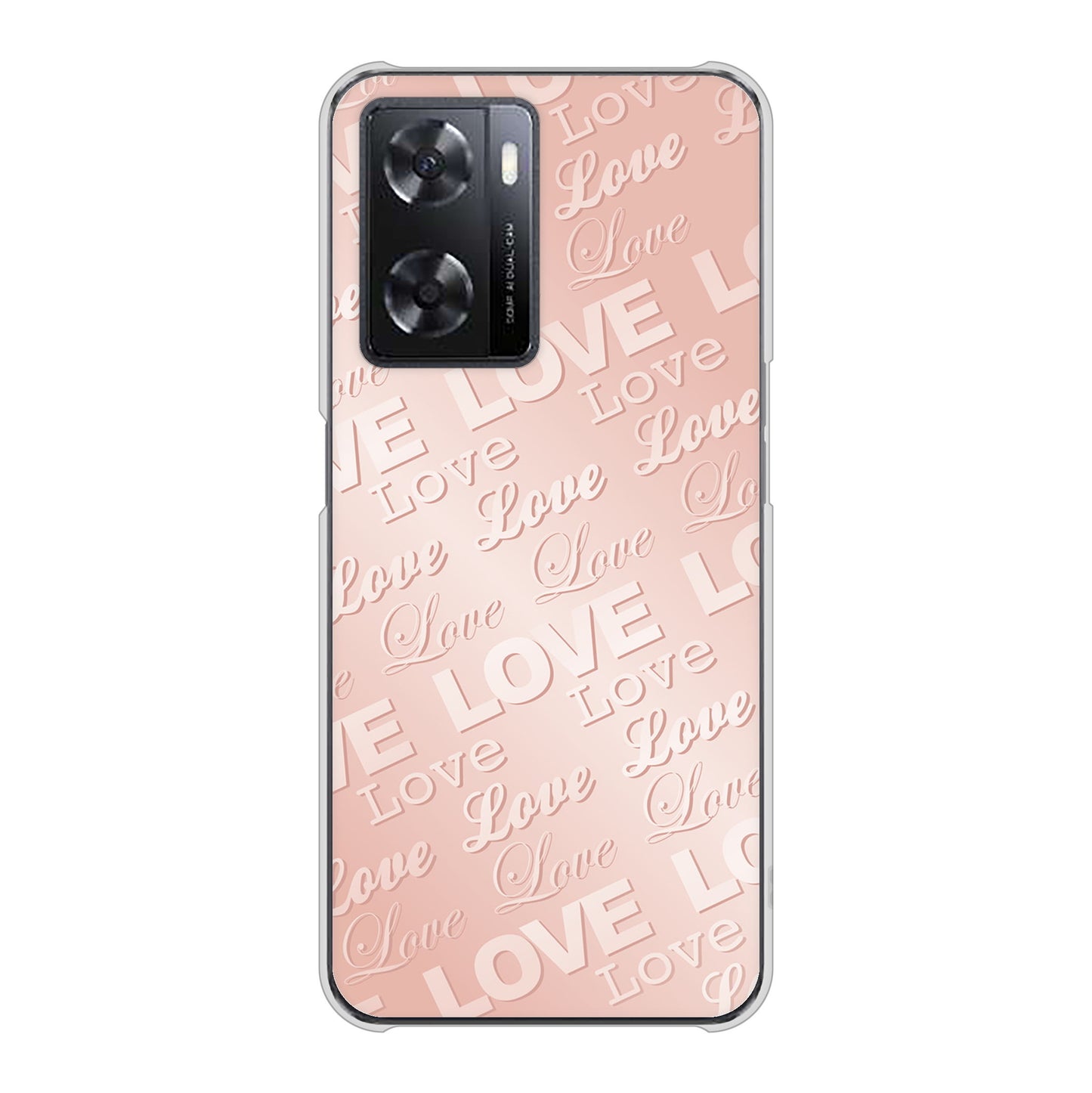 OPPO A77 SC841 エンボス風LOVEリンク（ローズピンク） ハードケース 背面印刷