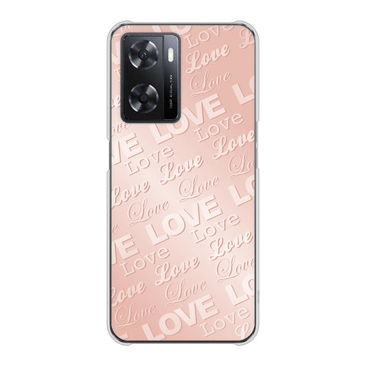 OPPO A77 SC841 エンボス風LOVEリンク（ローズピンク） ハードケース 背面印刷